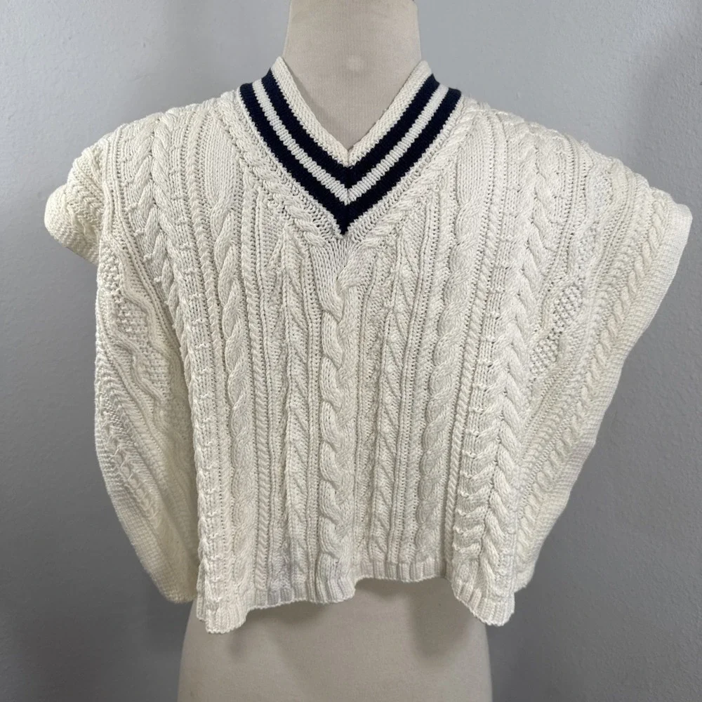 Ralph Lauren Cable‎ Knit Poncho Cape 3T Cricket Tennis Pony Logo Preppy